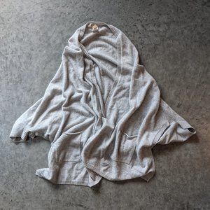 Grey 100% Cashmere Shawl Sweater Cardigan